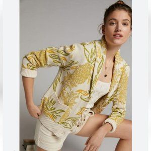 Anthropologie Yellow and Cream Cardigan